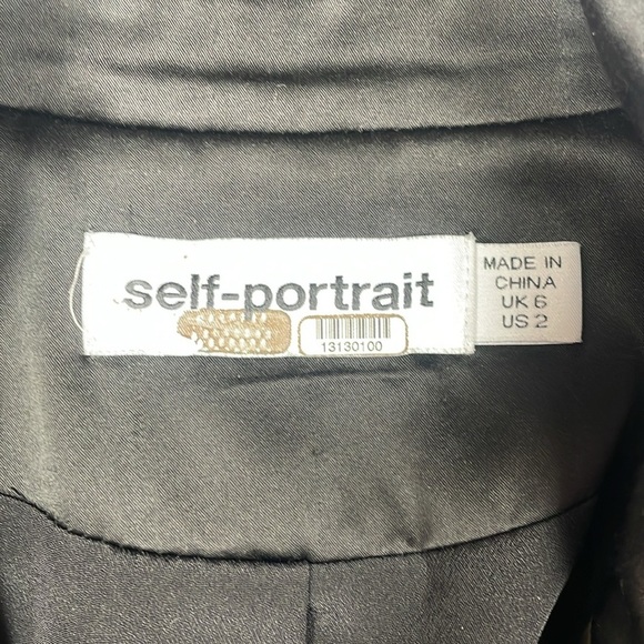 Self Portrait Tailoring Striped Peplum Single Breasted Blazer Jacket Black 2 - Picture 8 of 10